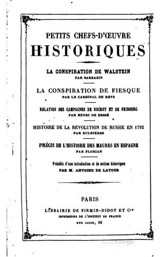 Petits chefs-d'oeuvre historiques ...: précédés d'une introduction et de ..