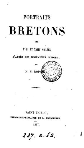 Portraits bretons des xvii et xviii siècles