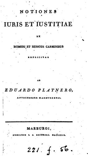 Notiones iuris et iustitiae ex Homeri et Hesiodi carminibus explicitae