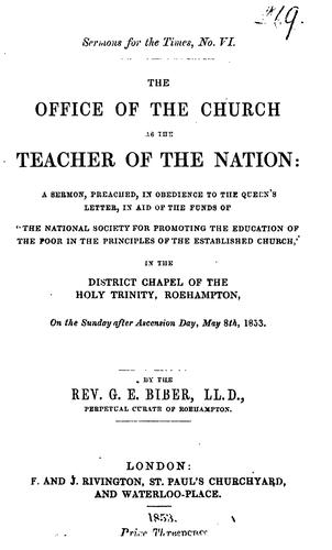 The office of the Church as the teacher of the nation: a sermon