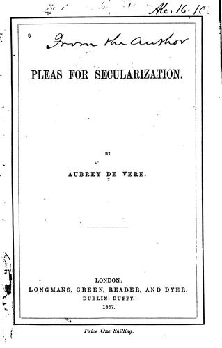 Pleas for Secularization