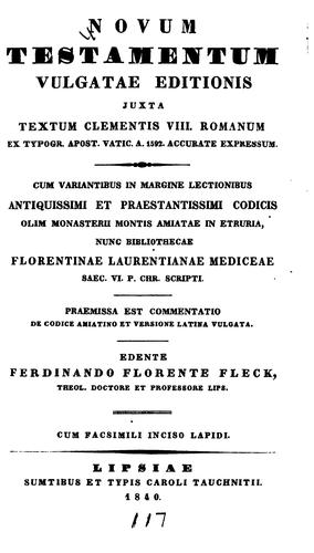 Novum Testamentum Vulgatae editionis juxta textum Clementis VIII.: Romanum ex Typogr. Apost ..