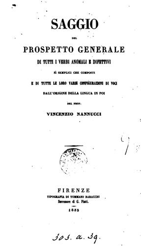 Saggio del prospetto generale di tutti i verbi anomali e difettivi