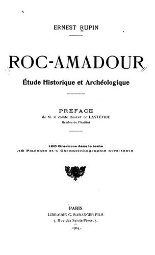Roc-Amadour: étude historique et archéologique