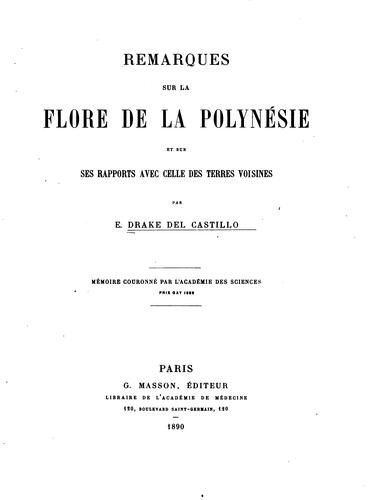 Remarques sur la flore de la Polynésie et sur ses rapports avec celle des terres voisines