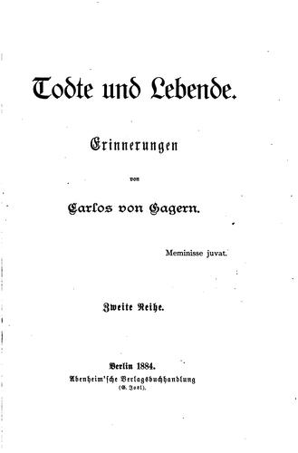 Todte und lebende: Erinnerungen.