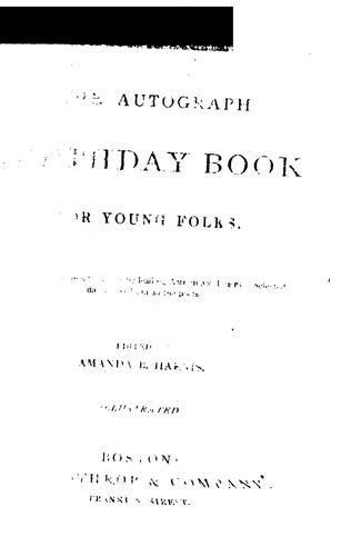 The Autograph Birthday Book for Young Folks