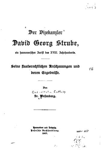 Der Vizekanzler David Georg Strube, ein hannoverscher Jurist des XVIII ...