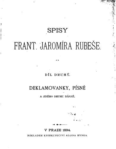 František Jaromír Rubeš: nástin životopisný
