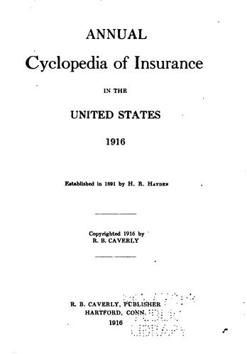 0Annual Cyclopedia of Insurance in the United States