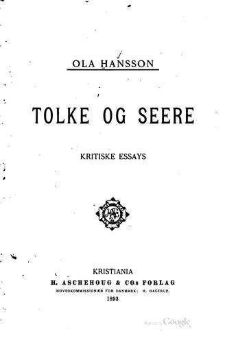 Tolke og seere: kritiske essays