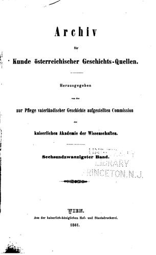 Archiv für Kunde österreichischer geschichts-quellen