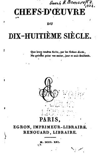 Chefs-d'oeuvre du dix-huitième siècle