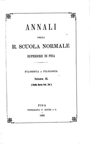 Annali della R. Scuola normale superiore di Pisa