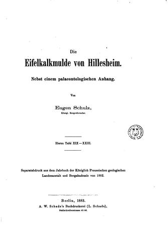 DIE EIFELKALKMULDE VON HILLESHEIM NEBAT EINENI PALAONTOLOGISCHEN ANHANG
