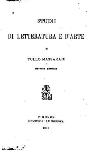 Studii Di Letteratur E D'arte