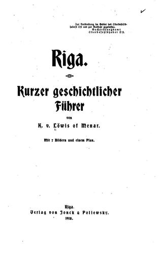 Riga: Kurzer geschichtlicher Führer