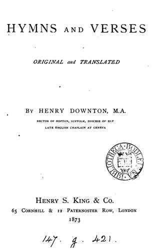 Hymns and verses, original and translated