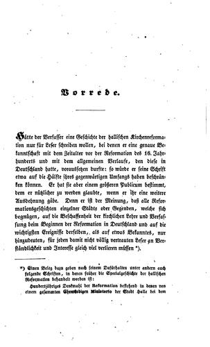 Geschichte der hallischen Reformation, mit steter Berücksichtigung der allgemeinen deutschen ...