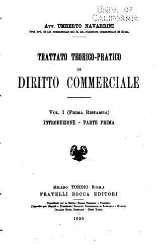 Trattato teorico-pratico di Diritto commerciale