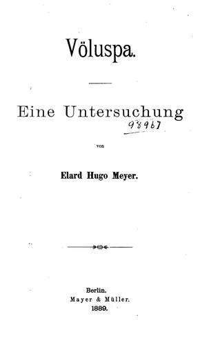 Völuspa: Eine Untersuchung