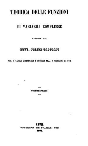 Teorica delle funzioni di variabili complesse, vol. 1
