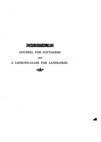 Counsel for Cottagers and A Looking-glass for Landlords