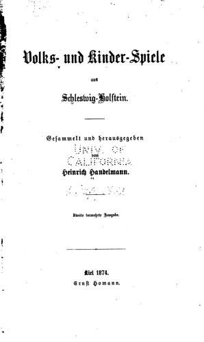 Volk- und Kinder-Spiele aus Schleswig-Holstein