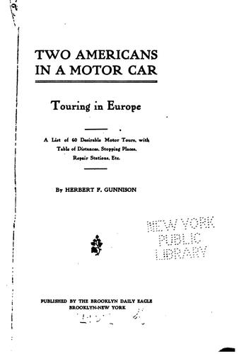 Two Americans in a Motor Car: Touring in Europe