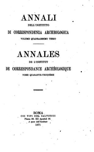 annali dell'instituto di corrispondenza archeologica