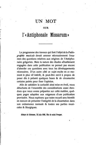 Un mot sur l'"antiphonale missarum"