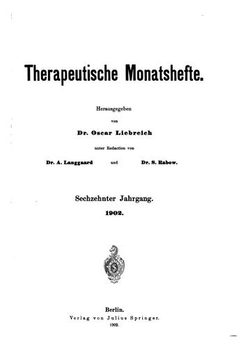 Therapeutische Monatshefte