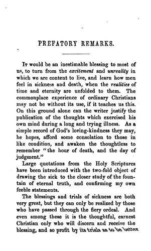 Thoughts during sickness, by the author of the 'Doctrine of the cross'