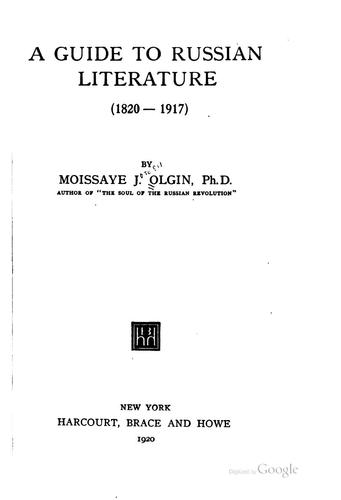 A Guide to Russian Literature (1820-1917)