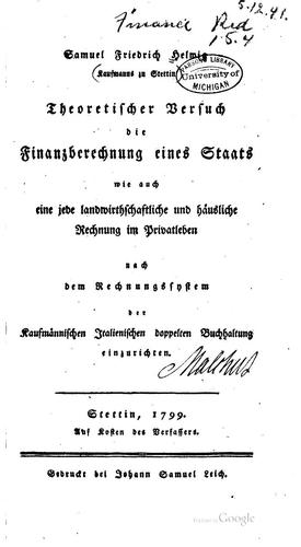 Theoretischer Versuch die Finanzberechnung eines Staats...