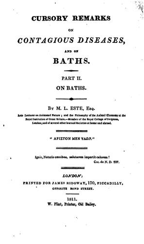 Cursory Remarks on Contagious Diseases and on Baths