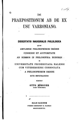 De praepositionum ab, de, ex usu varroniano