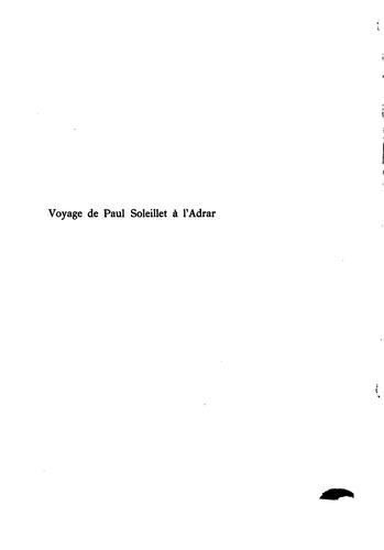 Voyage de Paul Soleillet à l'Adrar décembre 1879-mai 1880