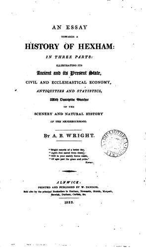An essay towards a history of Hexham