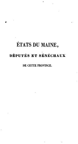 États du Maine, députés et sénéchaux