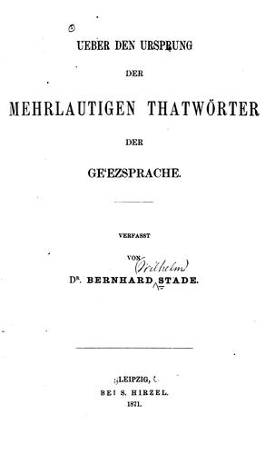 Ueber den Ursprung der mehrlautigen Thatwörter der GE'ezsprache
