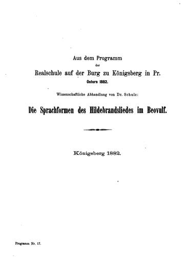 Die Sprachformen des Hildebrand-Liedes im Beowulf
