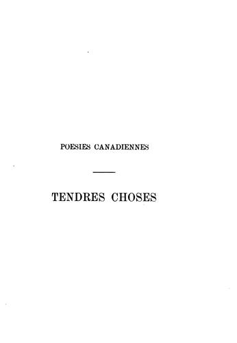 Tendres choses: poesies canadiennes