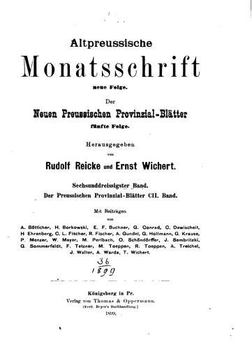 Altpreussische Monatsschrift