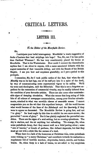 Critical letters. Letter 3, 4