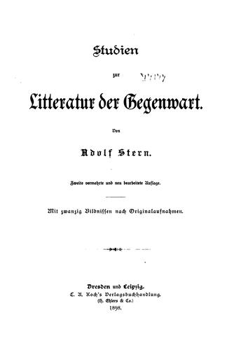 Studien zur Litteratur der Gegenwart