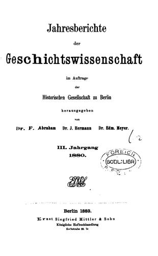 Jahresberichte der Geschichtswissenschaft