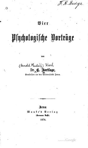 Vier psychologische Vorträge