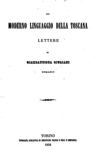 Sul moderno linguaggio della Toscana