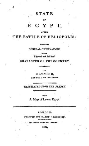 State of Egypt, After the Battle of Heliopolis;: Preceded by General ..